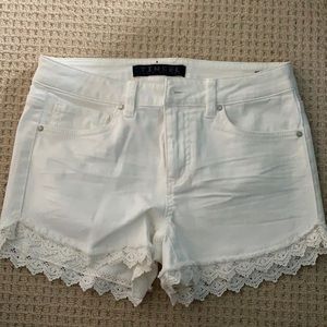 Tinsel white jean short!